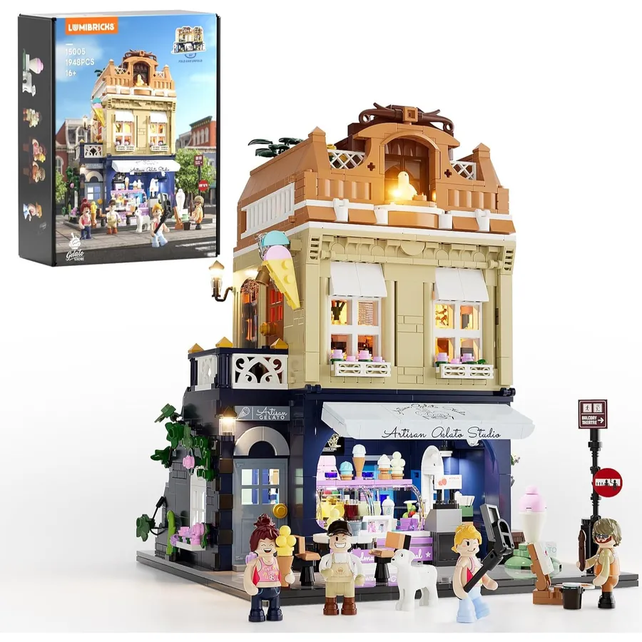 LUMIBRICKS Gelateria - Heladería europea de 3 pisos con 10 puntos de luz
