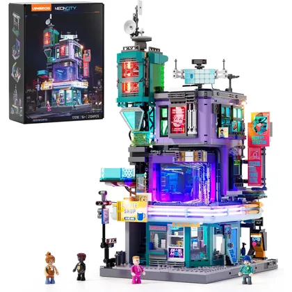 LUMIBRICKS Agencia de detectives - Guarida hacker cyberpunk con café e iluminación LED