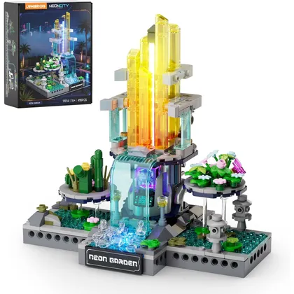 LUMIBRICKS Neon Garden - Jardín flotante cyberpunk con luces LED al ritmo de la música