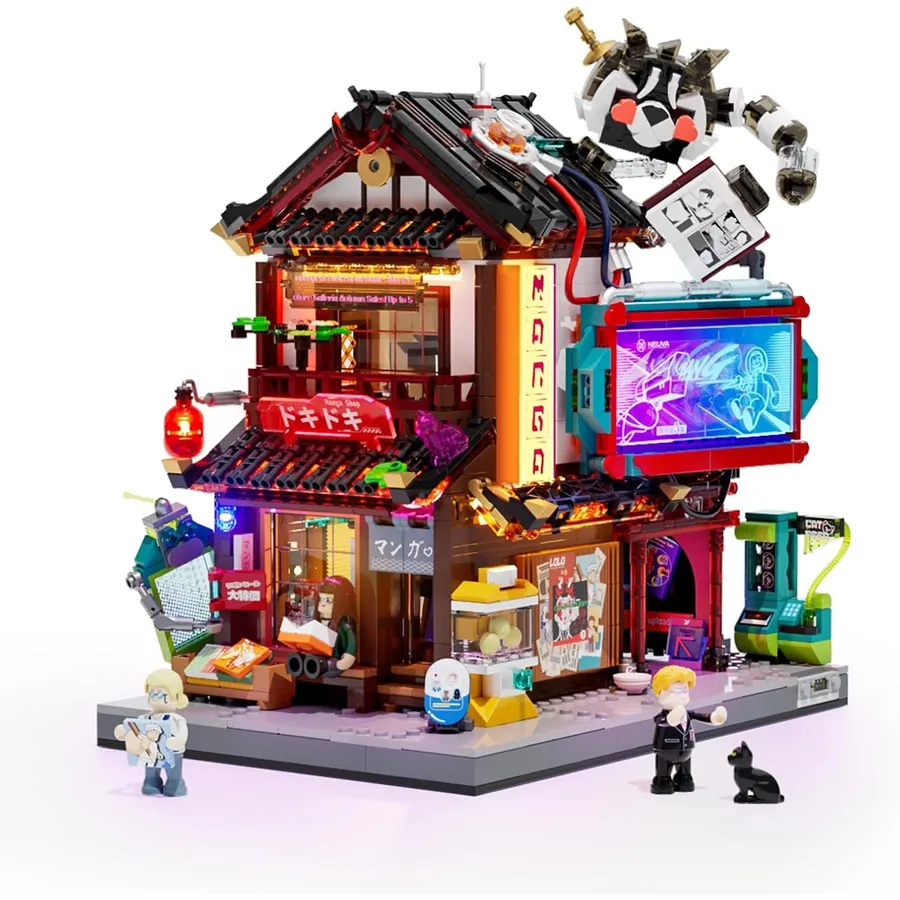 LUMIBRICKS Manga Shop - Tienda de manga cyberpunk con iluminación LED