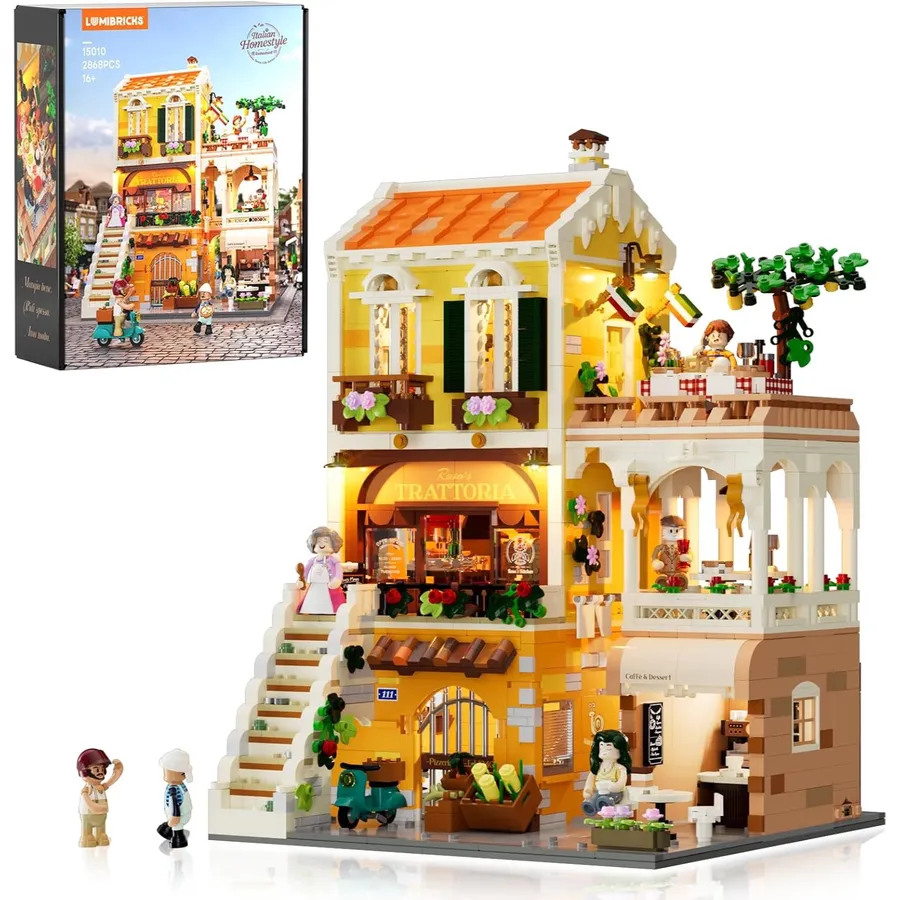 LUMIBRICKS Restaurante italiano - Trattoria napolitana modular con 11 puntos de luz